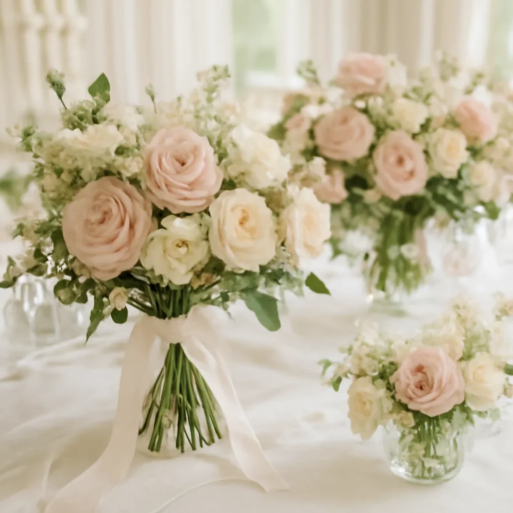 Wedding bouquet and reception florals ready for a Tampa celebration